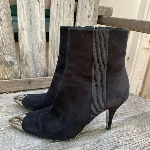 Calvin Klein Rosella Suede Black and Silver Heeled Boots size 36