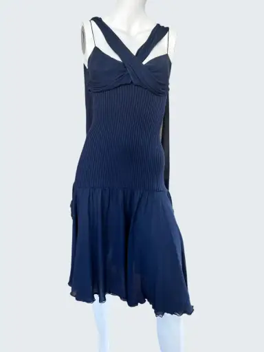 Vintage Valentino Night Navy Silk Slip Dress I 90s Vintage I Size IT 44