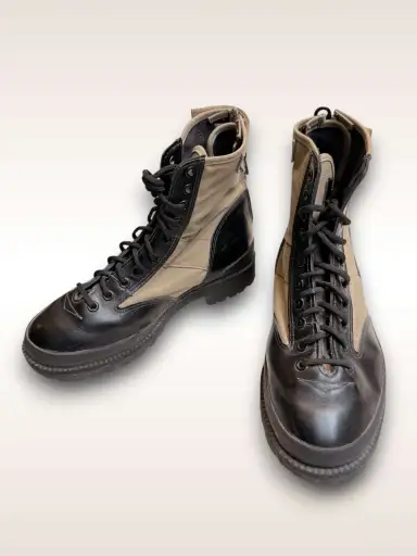 Y's Shoes • Cotton Combat Boots w/ Vinyl Trim