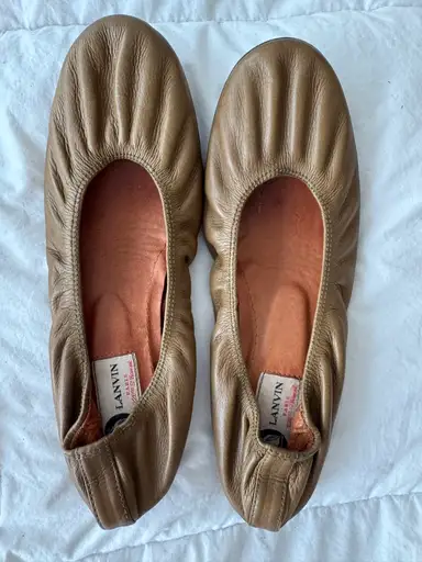 Ballerines Lanvin en cuir doré, taille 40, élégantes ✨