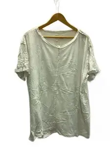 GREG LAUREN◆SPLIT CREW NECK TEE/Tシャツ/3/コットン/WHT/無地