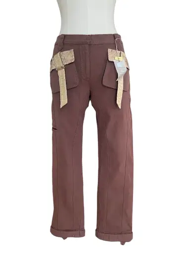 Roberto Cavalli SS2005 Vintage Python Leather Cargo Pants | Archive Y2K Designer Trousers Brown | Rare Collectible