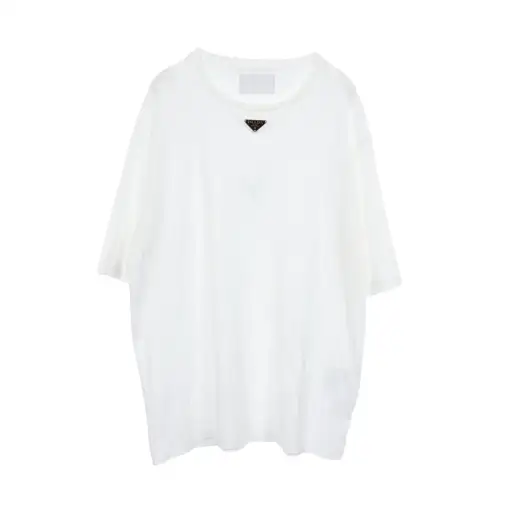 トライアングルロゴ 半袖Tシャツ コットン ホワイト プラダ