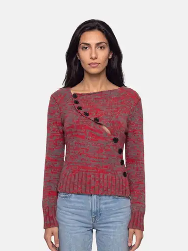 Vivienne Westwood Red & Grey Wool Asymmetric Top Retail Price £465