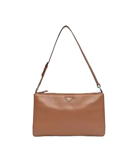 PRADA bean sand cowhide leather shoulder bag silver hardware