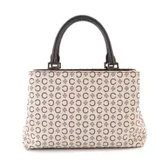 セリーヌ CELINE Cマカダム ハンド バッグ キャンバス レザー ベージュ ブラウン ゴールド 金具 ヴィンテージ 90330325