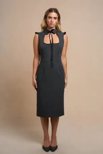 Dolce & Gabbana Grey Herringbone Midi Dress (c. 2007)