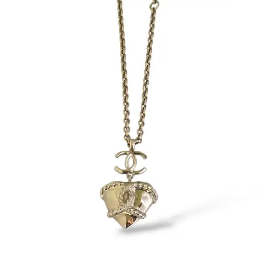 Gold-Tone Heart CC Pendant Necklace