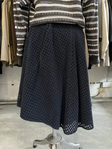 Lanvin en Bleu Net Wrap Navy Skirt