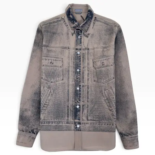 DIOR ACID WASH LOGO PRINTED OVERSHIRT BEIGE 40 / M | Medium, Beige