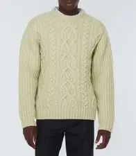 Dries Van Noten cable-knit Fisherman Wool Sweater Chunky Knit Green M