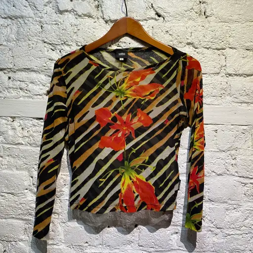 VERSACE JEANS COUTURE MESH PRINT TOP
