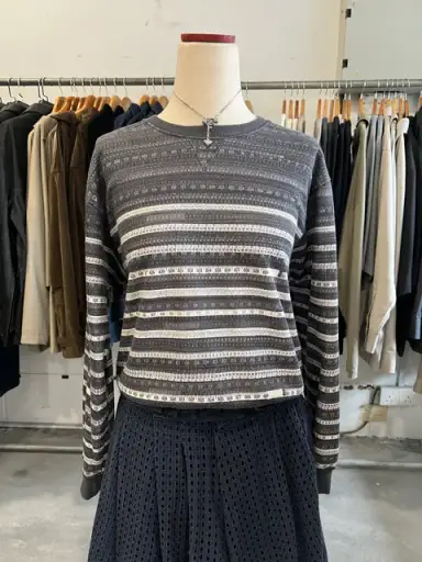 Jean Paul Gaultier Sept Premieres Grey Black White Measuring Tape Sweatshirt
