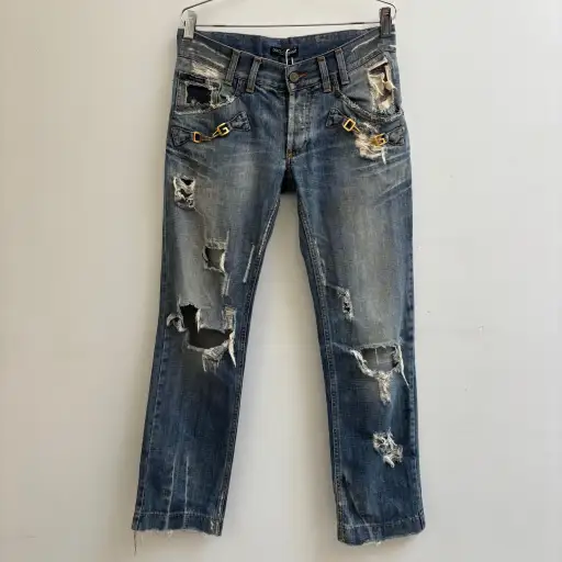 00s Dolce & Gabbana Distressed Horsebit Jeans