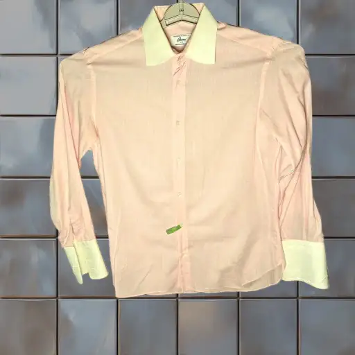 Brioni Dress Shirt Mens 15 x 32 Pink Cotton Long Sleeve French Cuff Italy