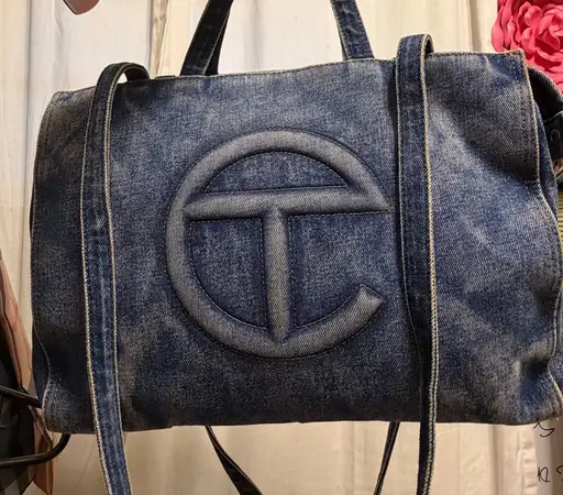 Telfar denim shoulder bag