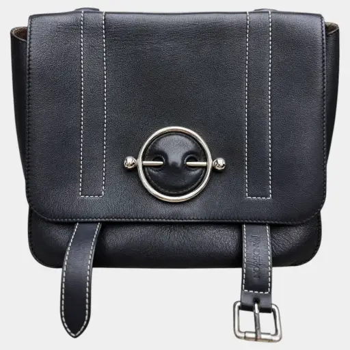 Leather Disc Crossbody Bag