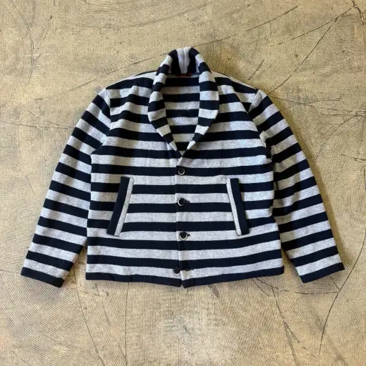 Barena Venezia Black Stripe Wool Shawl Collar Cardigan Large
