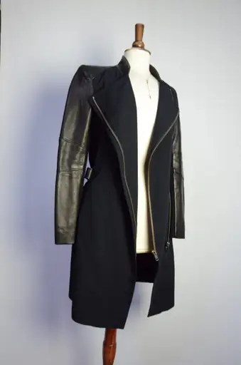 Helmut Lang leather sleeved jacket