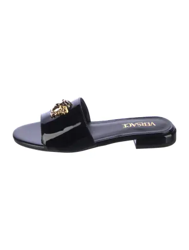 Patent Leather Studded Accents Slides