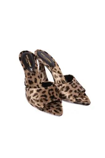 SAINT LAURENT Leopard Velvet Mule Pumps | Sz. 37.5