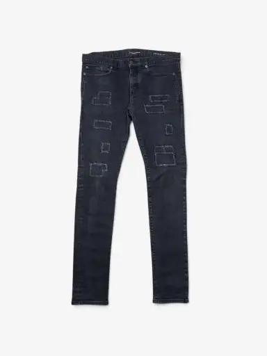Saint Laurent by Anthony Vaccarello AW16 D02 Scab Patch Denim Jeans
