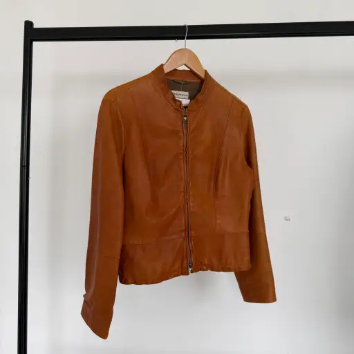 2000s emporio armani panelled leather jacket