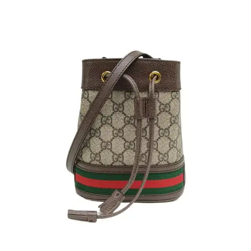 GUCCI Ophidia Drawstring Bucket Bag Mini 15.5 Ebony PVC
