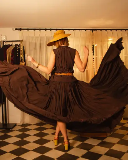 Lanvin Cocoa Gathered Skirt