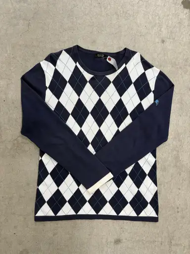 "BURBERRY" argyle crew neck knit sweater