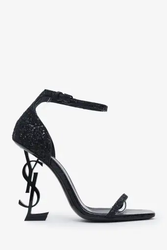 Saint Laurent Black Glitter Opyum Heels Size 37.5