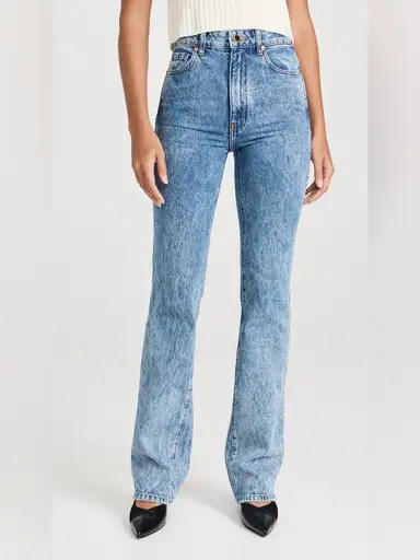 KHAITE High-Rise Danielle Light Wash Flare Jeans
