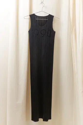 Issey Miyake Pleats Please cutout '1998' black pleated dress