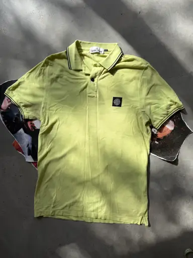 (L) Stone Island limetkově zelené Slim Fit polotričko pánské