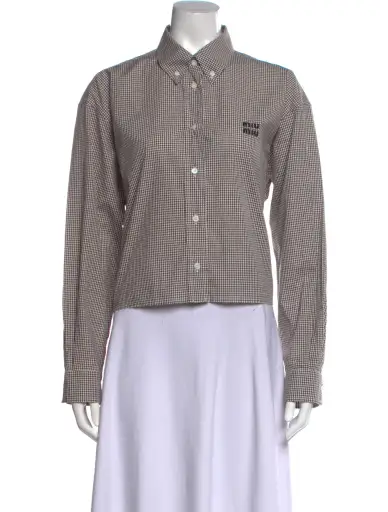 2024 Plaid Print Button-Up Top w/ Tags