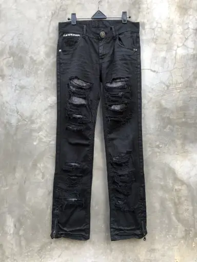 Glad News Ripped gothic flare zip pants