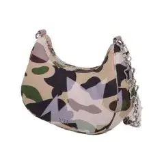 A BATHING APE® STAR OVER PRINTED FIRST CAMO QUILTING MOON SHAPE BAG YELLOW