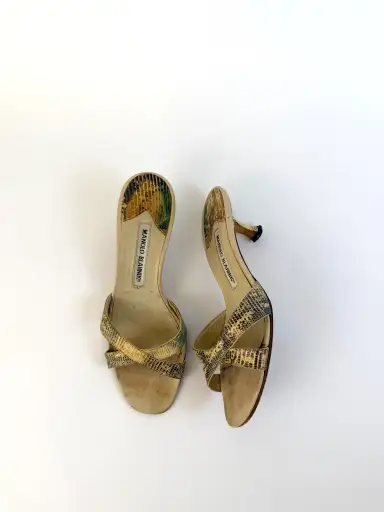 Manolo Blahnik Snakeskin Sandals 36.5