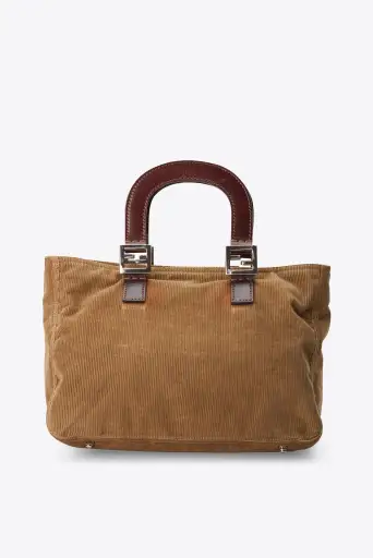 Vintage Fendi Corduroy Top Handle Bag