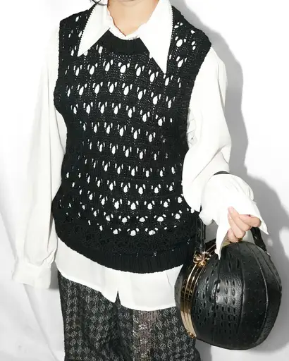"kolor" mesh knit vest "BLACK"