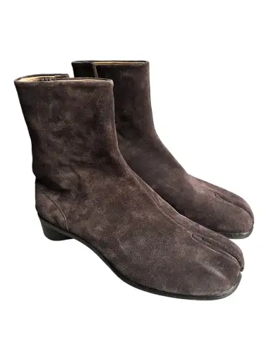 Maison Margiela SS24 Dark Brown Suede Tabi Hankle Boots