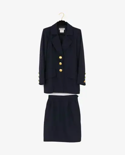 Tailleur vintage YSL laine bleu marine
