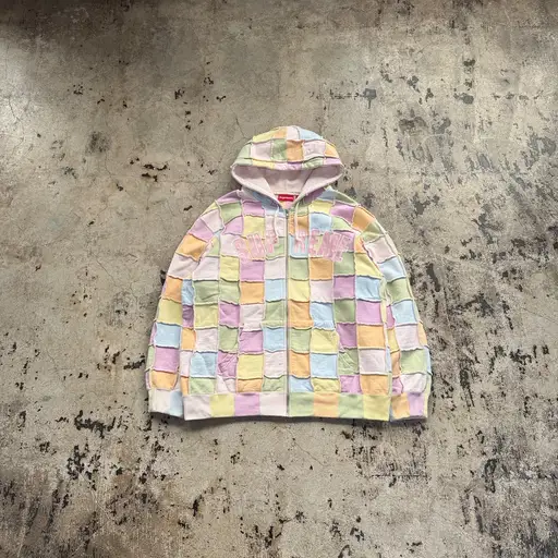 SUPREME REVERSE PATCHWORK ZIP UP HOODIE