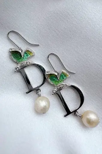 John Galliano for Christian Dior butterfly pearl earrings