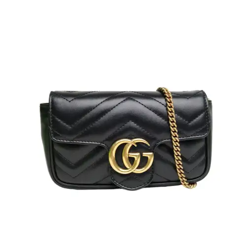 GUCCI GG Marmont Shoulder Bag Ultra Mini 16.5 Black Calfskin