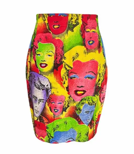 S/S 1991 Gianni Versace Marilyn Monroe James Dean Warhol Printed Skirt