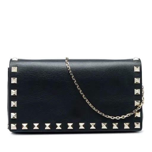 Calfskin Rockstud Wallet On Chain