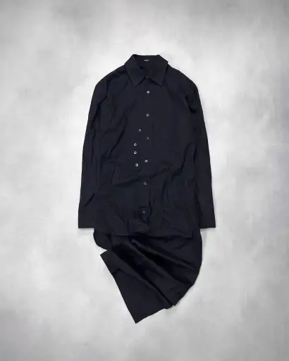 Yuji Yamada Asymmetrical Layered Hem Shirt Black Size 2