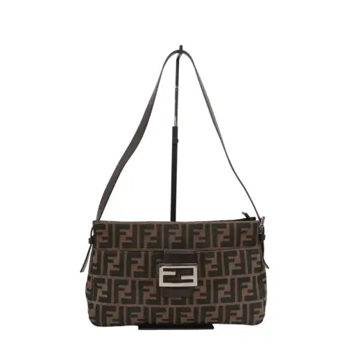 FENDI Brown Zucca Canvas FF Buckle Shoulder Bag [Used]