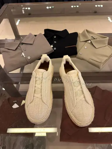 Zegna Triple Stitch Beige Men's Sneakers